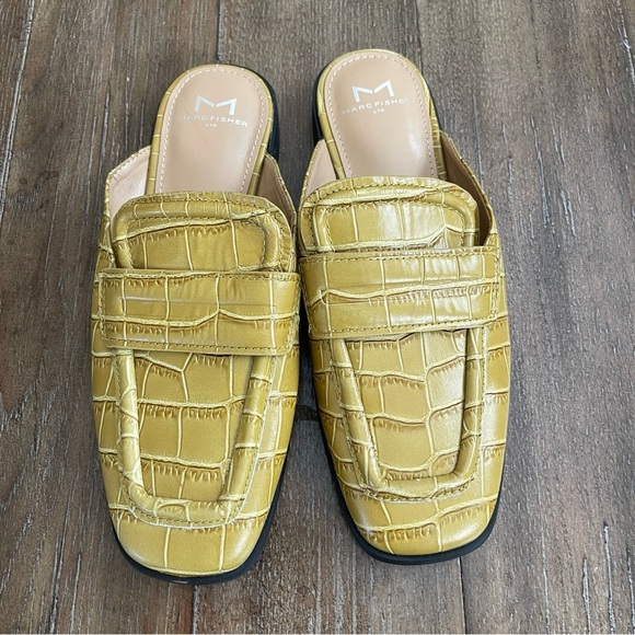 Marc Fisher Penny Loafer Mule Women’s Sz 5.5 Slip On Flyta Croc Embossed Leather - Picture 3 of 8